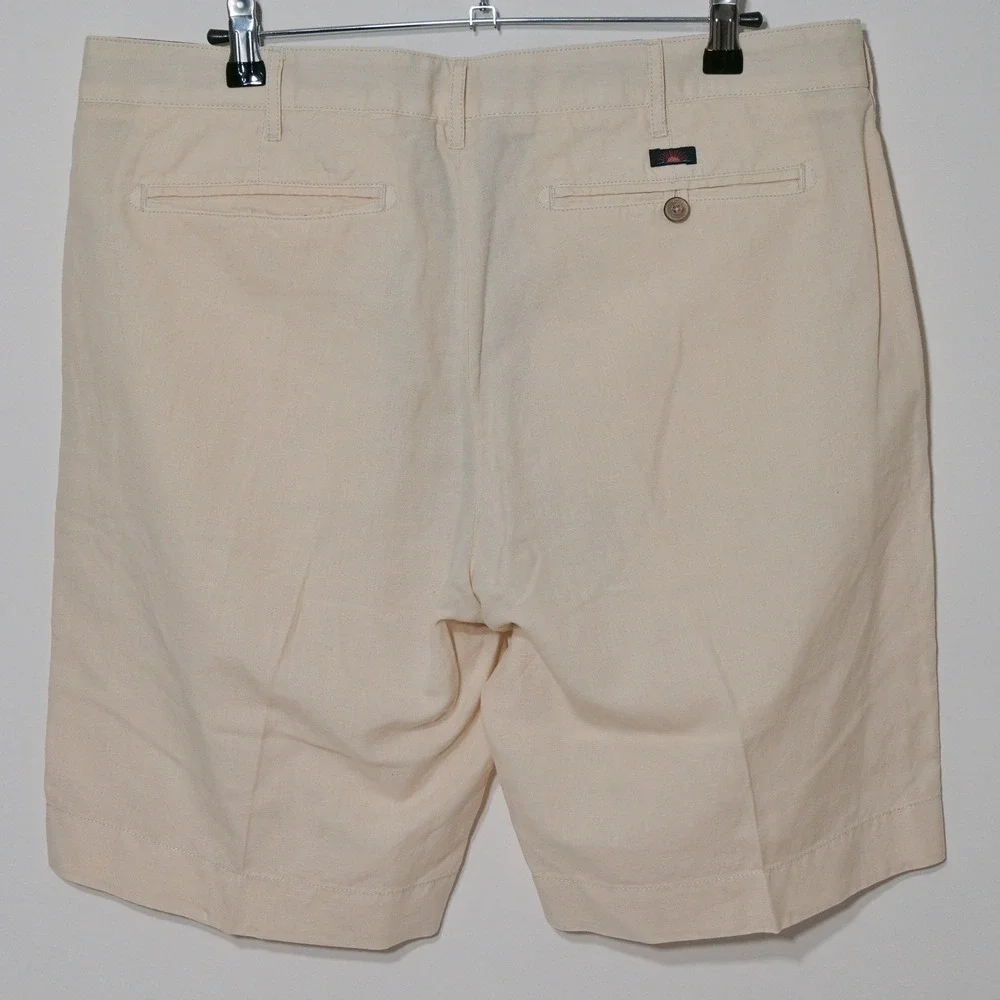 Faherty Malibu Chino Shorts Men's Sz 34 Beige Linen Cotton Blend Casual Light